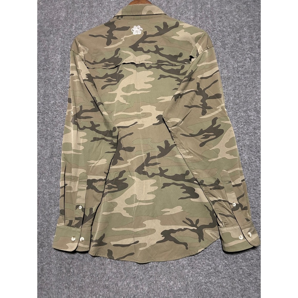 Poncho magnetic pockets regular fit medium button up shirt camouflage read - Picture 3 of 9